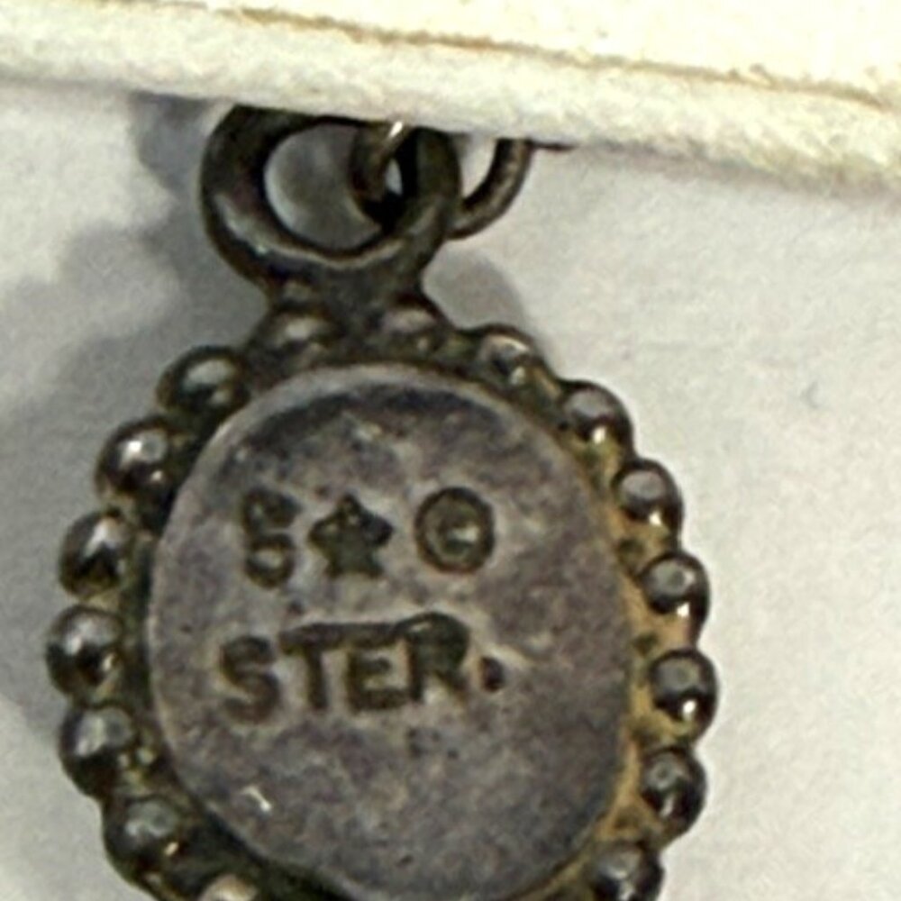 Vintage sterling silver Czech glass harlequin opal 16"  necklace and two earring - Picture 4 of 8